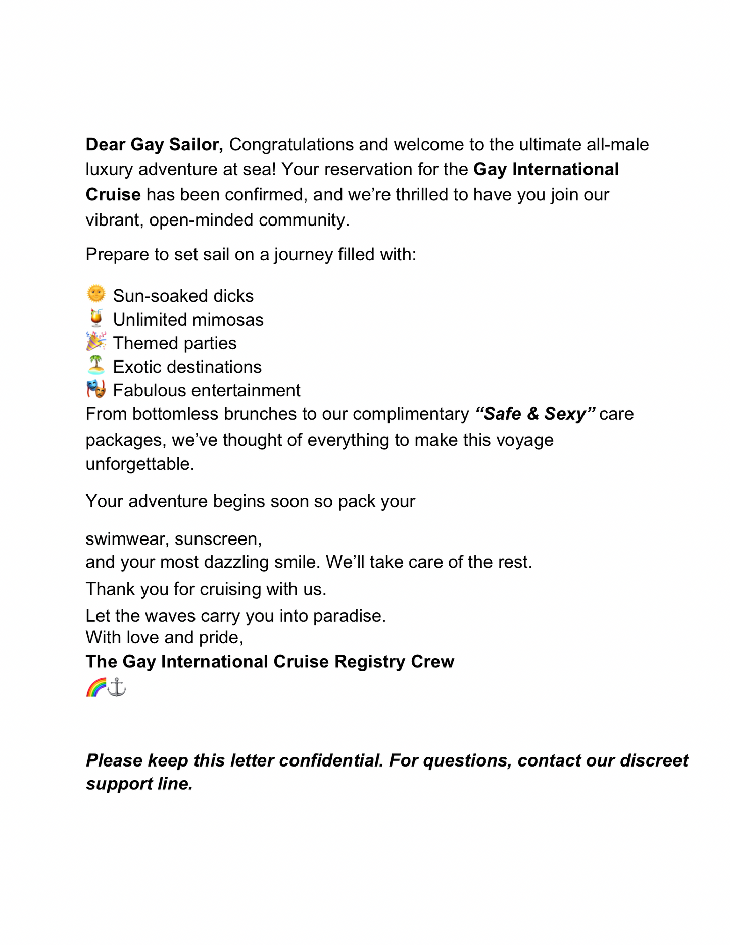 Gay Cruise Mail Prank
